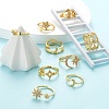 9Pcs 9 Style Adjustable Brass Micro Pave Clear Cubic Zirconia Cuff Rings RJEW-LS0001-18G-5