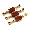 Rack Plating Brass and Rhodochrosite Flod Over Clasps KK-B103-12G-1