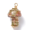 Natural & Synthetic Gemstone GuaSha Stone Pendants PALLOY-JF01251-02-2