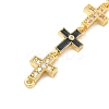 Brass Micro Pave Clear Cubic Zirconia 5 Cross Links Connector Charms KK-H539-15G-06-2