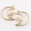 Rack Plating Alloy Kitten Open Back Bezel Pendants PALLOY-S047-38E-FF-1