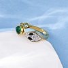 304 Stainless Steel with Rhinestone and Glass Cuff Rings RJEW-Q020-04G-5