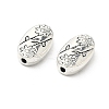 Oval with Flower Tibetan Style Alloy Beads X-TIBEB-1199-AS-LF-1