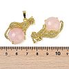 Natural Rose Quartz Ball with Leopard Shape Brass Pendants KK-F887-04G-25-3