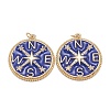 Eco-Friendly Brass Micro Pave Clear Cubic Zirconia Enamel Pendants ZIRC-C024-01G-03-1