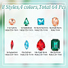 64Pcs 32 Styles Octagon/Teardrop/Horse Eye Sew on Rhinestone RGLA-DC0001-02-2