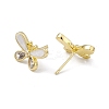 Clear Cubic Zirconia Butterfly Stud Earrings with Enamel EJEW-I277-12G-2