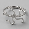 Rhodium Plated 925 Sterling Silver Adjustable Rings Base STER-WH0011-27P-2
