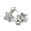 Star Rack Plating Brass Micro Pave Cubic Zirconia Dangle Stud Earrings EJEW-F331-25P-2