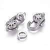 Brass Micro Pave Clear Cubic Zirconia Lobster Claw Clasps KK-K242-14P-2