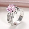 Brass Micro Pave Cubic Zirconia Finger Rings for Women FS-WGB56BB-08-1