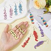 6 Sets 6 Colors Wood Dangle Earrings with Iron Pins EJEW-FI0003-27-4