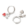 Heart Brass ABS Imitation Pearl Hoop Earrings EJEW-M077-18P-2