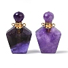 Natural Amethyst Openable Perfume Bottle Pendants G-I381-02G-01-1