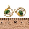 Brass Pave Cubic Zirconia & ABS Imitation Pearl Pendants KK-S525-05G-4