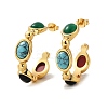 304 Stainless Steel Synthetic Turquoise & Synthetic Agate Stud Earrings LS-EJEW-M105-01G-3