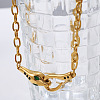 304 Stainless Steel Pave Green Cubic Zirconia Snake Pendant Necklaces for Women WGE46FD-01-3