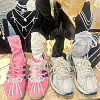 6Pcs 3 Colors Bowknot Glass Beads Shoes Charms HJEW-GO00082-7