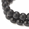 2Pcs 2 Style Synthetic Hematite & Black Stone & Natural Obsidian Stretch Bracelets Set with Cubic Zirconia Skull BJEW-JB08120-01-6