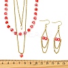 Rondelle 304 Stainless Steel & Glass Beaded Layered Necklace and Earring Set Set for Women SJEW-JS01384-02-5