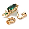 Brass Micro Pave Clear Cubic Zirconia Fold Over Clasps KK-U037-16G-2