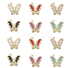 12Pcs 6 Colors Golden Alloy with Rhinestone Pendant FIND-CJ0001-79-1