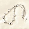 Brass Heart Bib Round Beaded Necklaces for Women NJEW-D314-09G-3