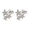 Star Brass Micro Pave Clear Cubic Zirconia Stud Earrings LS-EJEW-F383-06P-2