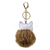 Imitation Rex Rabbit Fur Ball & PU Leather Cat Pendant Keychain X1-KEYC-K018-05KCG-03-2