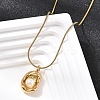 304 Stainless Steel with Acrylic Pearl Oval Pendant Necklaces NJEW-G184-05G-3