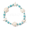 2Pcs Starfish & Turtle Synthetic Turquoise Beads Stretch Bracelets for Women BJEW-JB11921-3