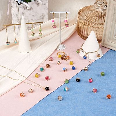 10Pcs Gemstone Charm Pendant Crystal Quartz Healing Natural Stone Pendants Buckle for Jewelry Necklace Earring Making Cra JX599E-1