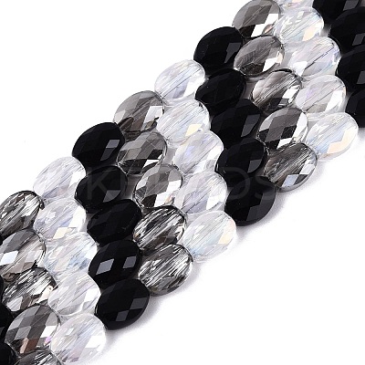 Electroplate Imitation Jade & Opaque & Transparent Glass Beads Strands EGLA-Q135-6x8MM-01H-1