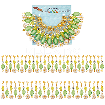 Daisy & Oval Pendant Stitch Markers HJEW-AB00458-1