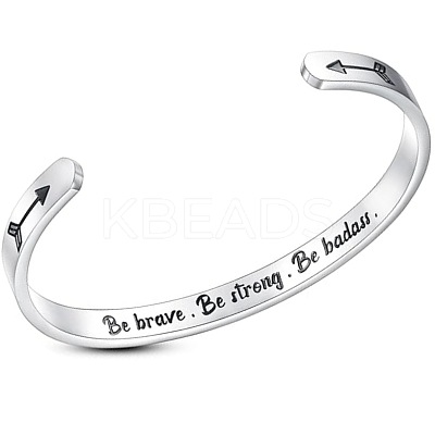 Inspirational 304 Stainless Steel Cuff Bangles FS-WG30F15-04-1