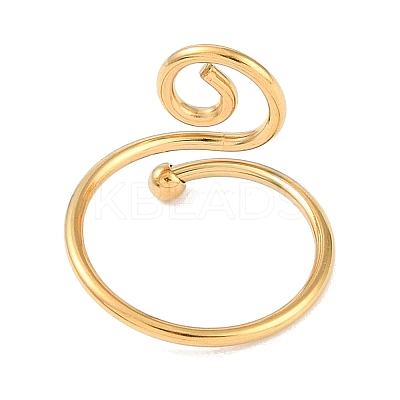 Ion Plating(IP) 304 Stainless Steel Spiral Open Cuff Ring for Women RJEW-C097-04G-1