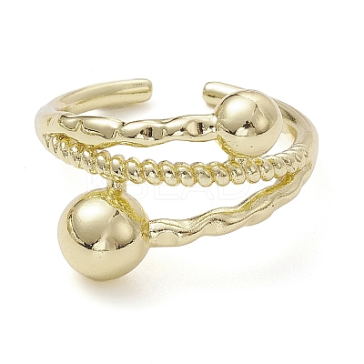 Rack Plating Brass Open Cuff Rings RJEW-K257-21G-1
