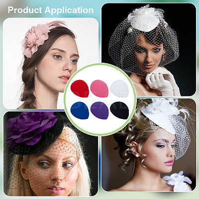 6Pcs 6 Colors EVA Cloth Teardrop Fascinator Hat Base for Millinery DIY-BC0014-09-1