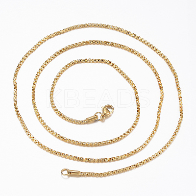 304 Stainless Steel Box Chain Necklaces NJEW-L450-05G-1