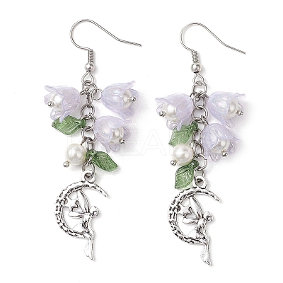 3 Pairs 3 Colors Shell Pearl Beads & Imitation Jelly Acrylic Dangle Earrings EJEW-TA00573-1