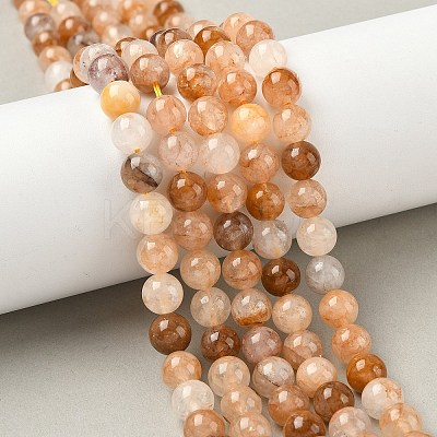 Natural Yellow Hematoid Quartz/Golden Healer Quartz Beads Strands G-D334-A02-8mm-1