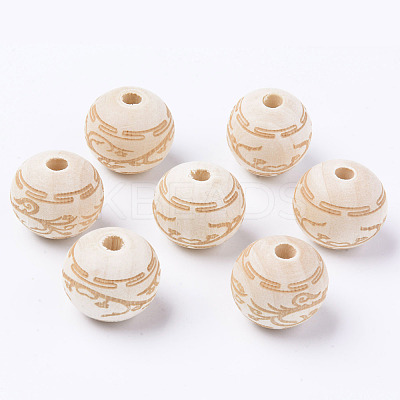 Unfinished Natural Wood European Beads WOOD-S057-009B-1