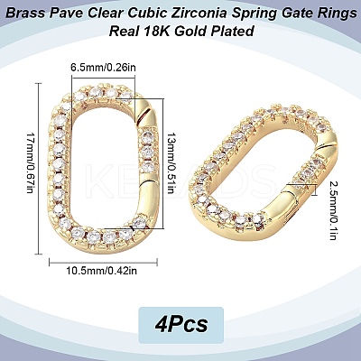 4Pcs Rack Plated Brass Micro Pave Clear Cubic Zirconia Clasps KK-SC0005-73-1