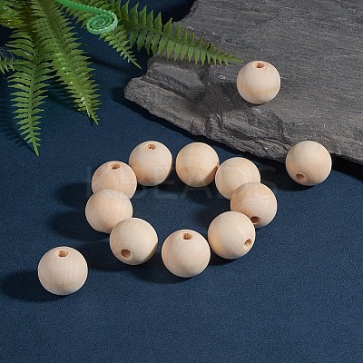 Natural Unfinished Wood Beads WOOD-S651-25mm-LF-1