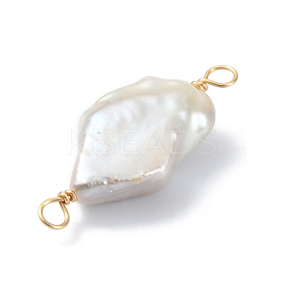 Natural Baroque Pearl Keshi Pearl Copper Wire Wrapped Connector Charms PALLOY-JF02085-01-1