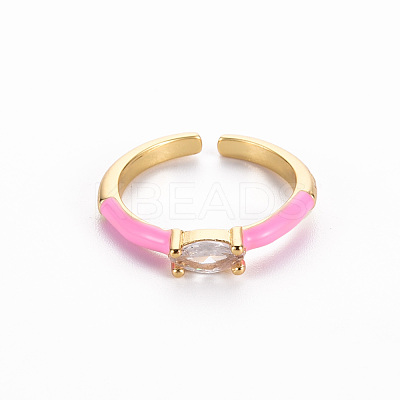 Brass Enamel Cuff Rings RJEW-T016-29E-NF-1