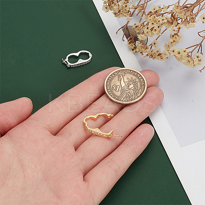 2Pcs 2 Colors Rhodium Plated 925 Sterling Silver Micro Pave Clear Cubic Zirconia Twister Clasps FIND-PH0018-35B-1