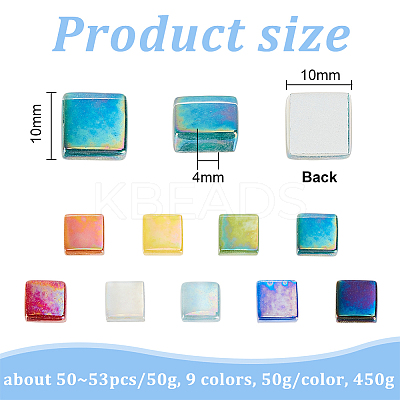 450G 9 Colors Glass Cabochons GGLA-OC0001-15-1