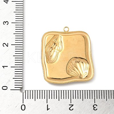 304 Stainless Steel Epoxy Resin with Natural Shell and Sequins Inside Pendants STAS-L026-17G-D03-1