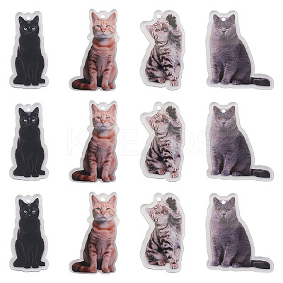 12Pcs 4 Styles Printed Acrylic Pendants OACR-TA0004-14A-1